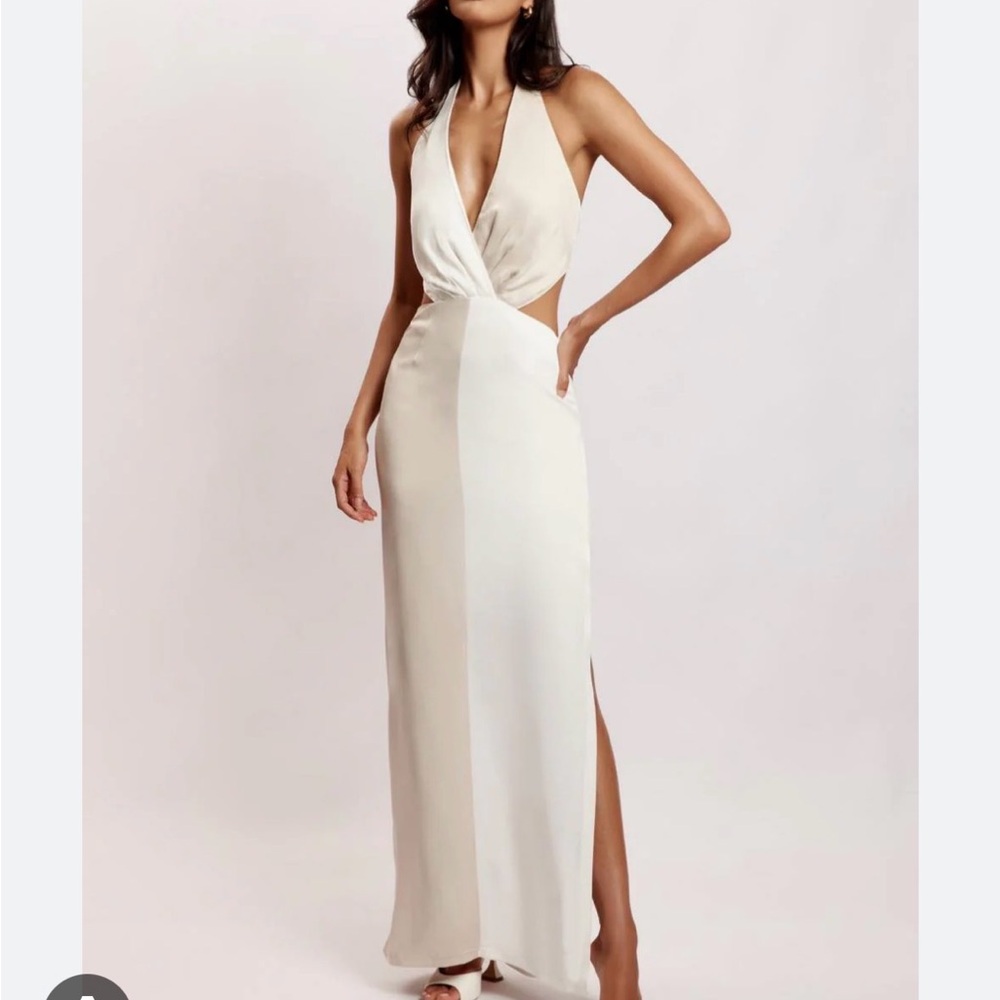 Meshki Cream Backless Maxi Dress